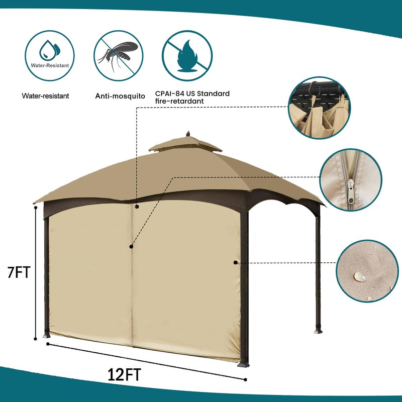 Gazebo Universal Replacement Privacy Curtain - Wonwon Privacy Panel Canopy