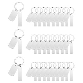 PATIKIL Stainless Steel Engraving Keychain Blanks, 30Pcs Metal Laser Engravable Stamping Blanks Key Ring Tags with Hanging Tag for DIY Keychain, Craft, Silver Tone(Rectangular/Oval)
