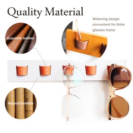 ACOCOFE Sunglass Organizer Glasses Holder,Wood Eyeglass Storage Holder,Sunglasses Rack Eyewear Display((White-orange)