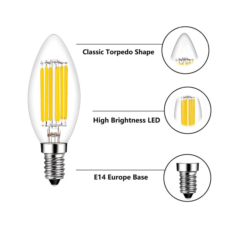 Beonllay E14 LED Bulb Dimmable 60W Equivalent 2700K Warm White,