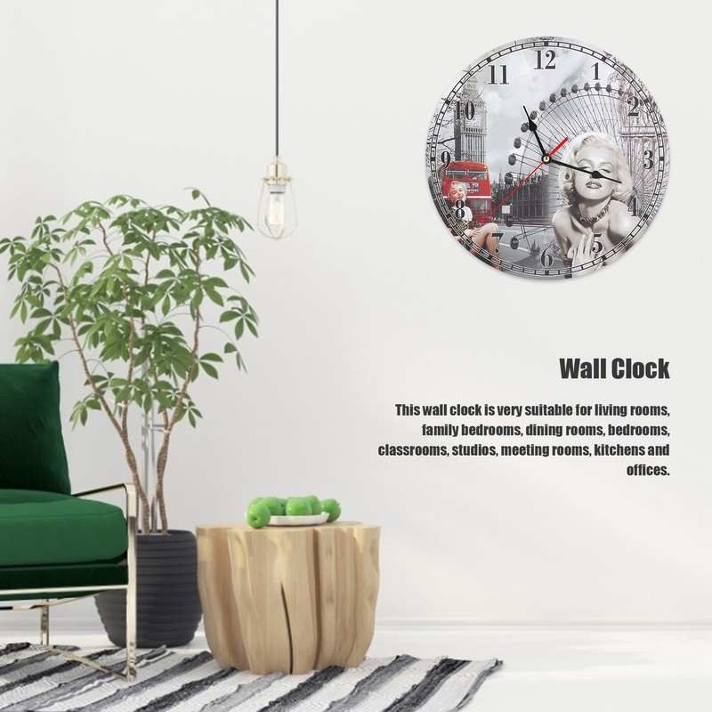 Wall Clock Antique Non Ticking Round Wall Clock Wooden Arabic