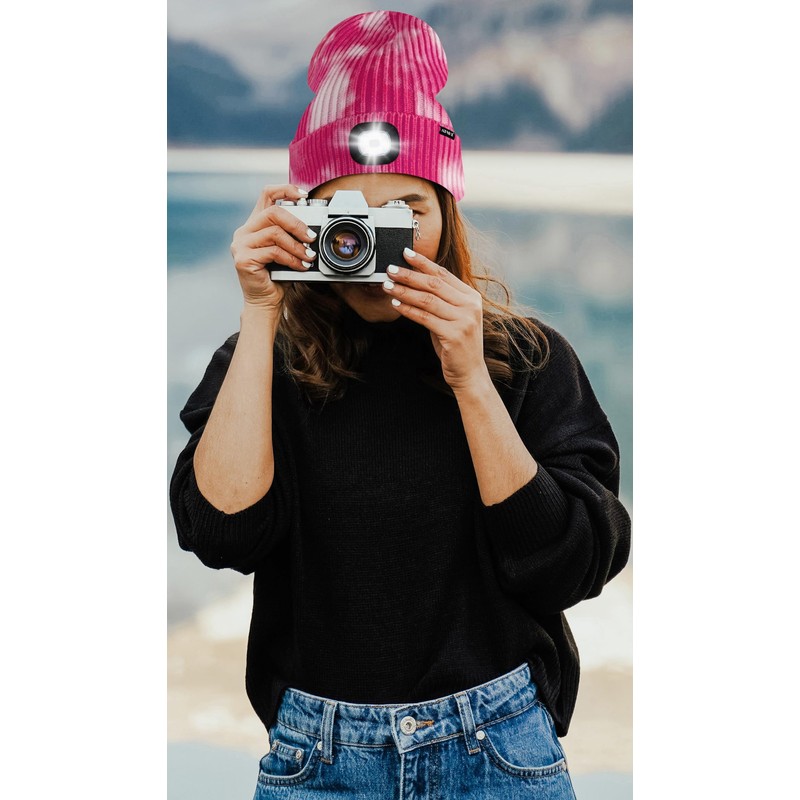 ATNKE 2Pcs LED Lighted Beanie Hat,USB Rechargeable 4 LED Running