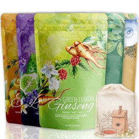 Gardenika Organic Loose Leaf Tea Sampler - Caffeinated - Black and Green Leaves Variety - Kosher, No Natural or Artificial Flavors - 5 Pack