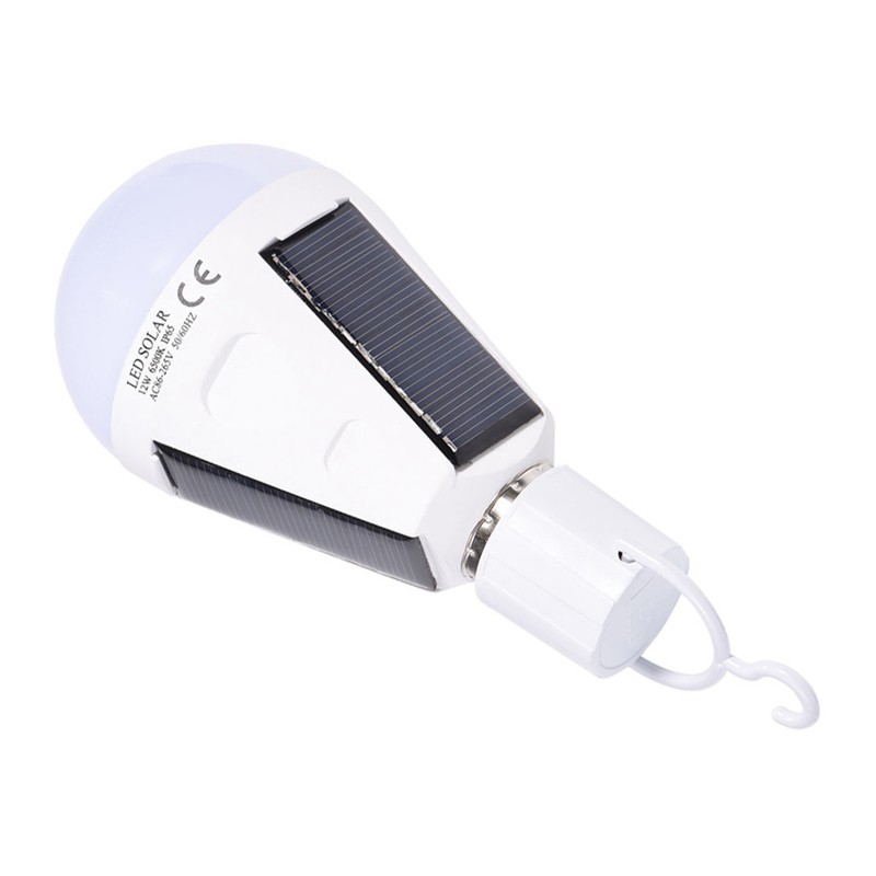 Solar Panel LED Light Bulb Portable Waterproof Indoor/Outdoor Hiking Camping