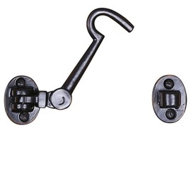 A29 Set of 2 Cabin Hook, 4.0 Inch Iron Eye Latch, Cabin Door Gate Latches, Window Sash Catch Hook Lock, Black Powder Coat Finish