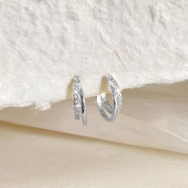 Stocking Stuffers Double Twist Hoop Earrings Gold Spiral Hoop Earrings Rhinestone Double Hoop Earrings