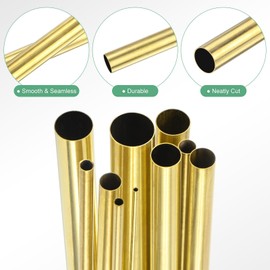 M METERXITY 300mm Brass Round Tube, 1.5mm 2.5mm 3.5mm 4.5mm 5.5mm 6.5mm 7.5mm 8.5mm 9.5mm 11mm OD 0.2mm Wall Thick Brass Seamless Straight Pipe Tubing Set for Construction/Machining/DIY
