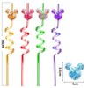 Reusable Spiral Straws with Cartoon Mouse Ears – Set of