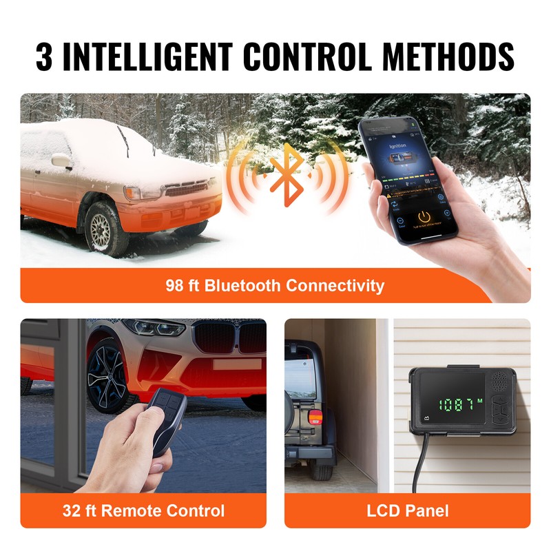 VEVOR Diesel Air Heater 12V 8KW Bluetooth App LCD Display