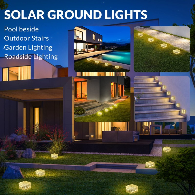 HOFLYW 6 Pack Solar Brick Lights Landscape Path Light Garden