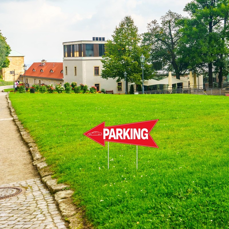 BLSUREFYX 5pcs Arrow Parking Signs with Stake 14.4"x5.5" Double Sided