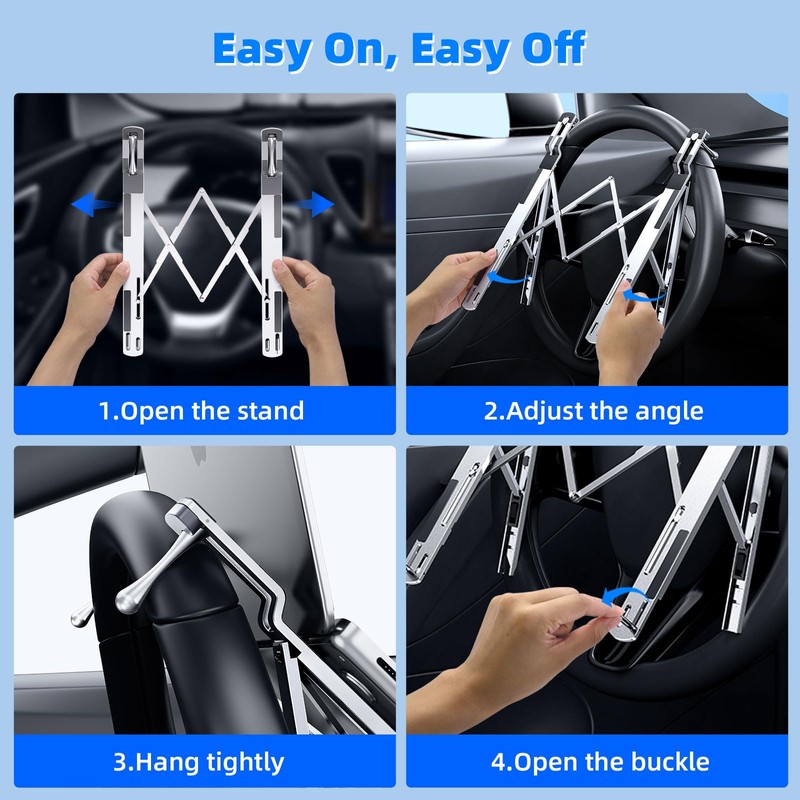Angle Adjustable Car Steering Wheel Laptop Holder,Foldable Laptop Stand for