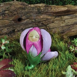 GT MINIATURE FAIRY GARDEN APRIL SWEET PEA FLOWER FAIRY BABY, NEW