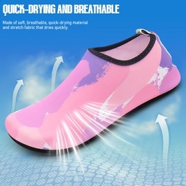 Bathing Shoes, Yoga Shoes, Breathable, Quick-Drying, Non-Slip Barefoot Shoes for Beach, Sports, Surfing and Swimming, Suitable for Men and Women, Pink ink, 38/39 EU
