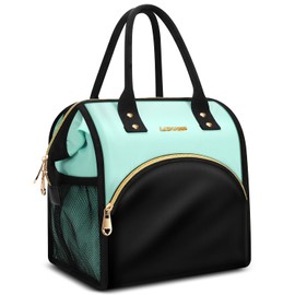 Lunch Bag Women Insulated Lunch Box Wide-Open Lunch Tote Bag Large Drinks Holder Durable Nylon Thermal Snacks Organizer for Men Adults Work Picnic Hiking Beach Fishing, Blue + Black