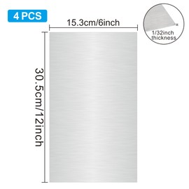 4PCS 6" x 12" x 1/32" Stainless Steel Metal Inch Metal Plates for Magnetic Mount Board Wall 20GA(0.80MM) 430 Stainless Steel Shim Stock Plates Metal Sheets for Crafting, Kitchen, Office(430)