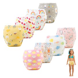 PKDEF Calzones de Entrenamiento para bebé, Paquete de 8 Pantalones de Entrenamiento para niños pequeños,Ropa Interior de algodón Absorbente Suave Reutilizable，Adecuado para niños y niñas