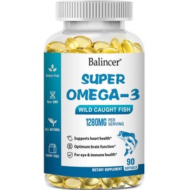 Balincer Omega 3 Fish Oil health supplement, Including EPA and DHA, Supports Heart, Brain,Immune and Eye Health - Specification: 1 bottle