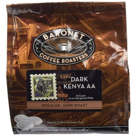 Baronet Coffee Dark Kenya Aa Coffee Pods, 18 Count, 4.9 Oz, (Pack of 3)