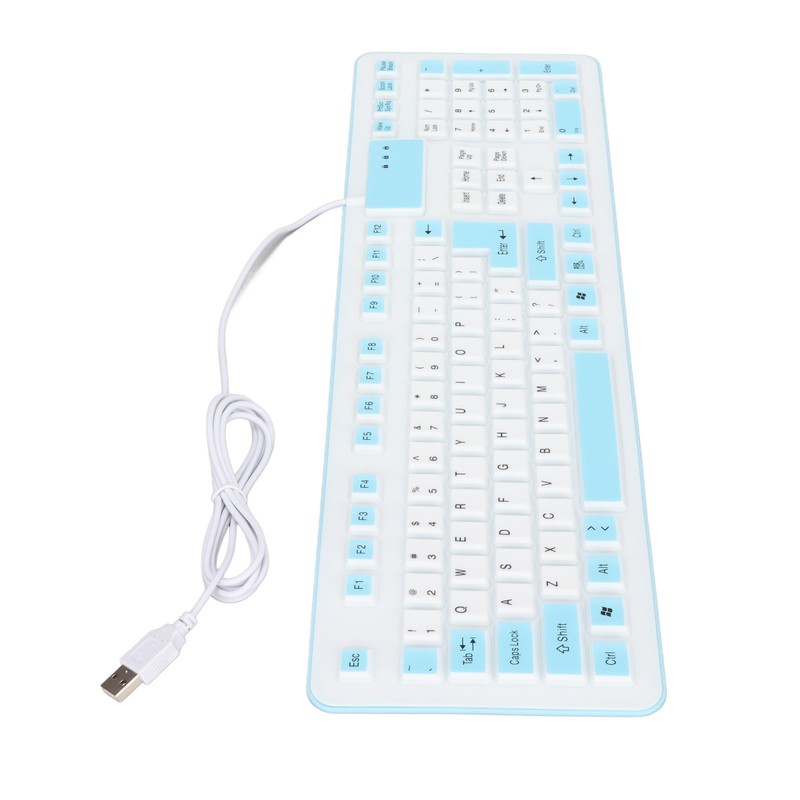 Foldable Silicone Keyboard 106 Keys Waterproof Dustproof Foldable USB Wired