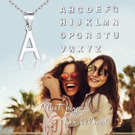 SILVERCUTE A to Z Letter Chain 925 Silver Initial Pendant Necklace Alphabet Initial Letter Clavicle Chain Minimalist Jewellery Accessory for Women Girls, Sterling Silver
