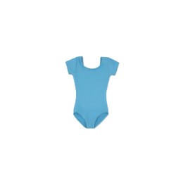 Capezio girls Team Basic Short Sleeve athletic leotards, Light Blue, 12 14 US