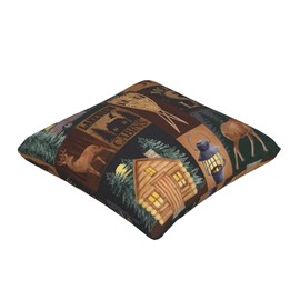 DATANSEN Set of 2 Square 18x18 inch Throw Pillow Covers Rustic Lodge Bear Moose Deer Decorative Throw Pillowcase Thick Cotton Linen Square Cushion Cases (45x45 cm) Cabins Moose Lake