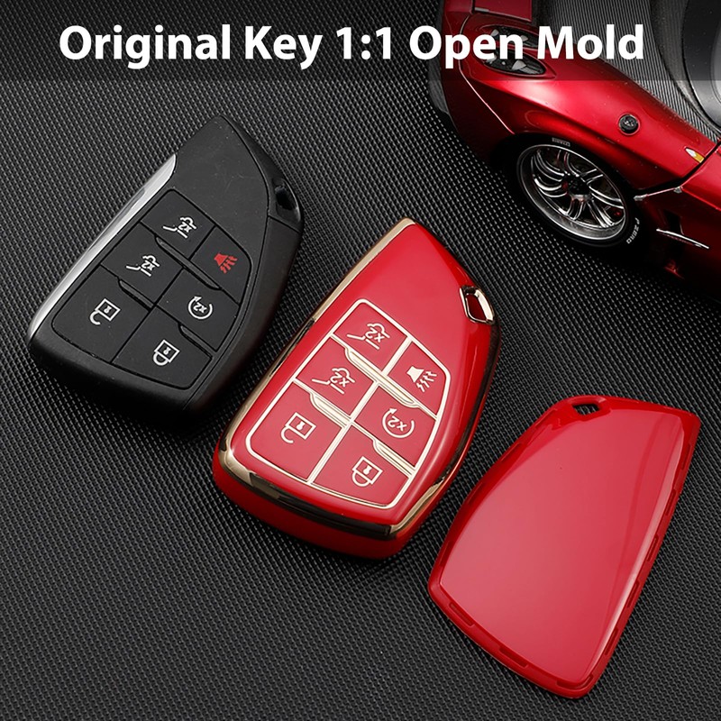 Aoocar 6 Button TPU Key Fob Cover with Bling Ring,
