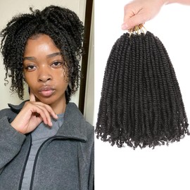 COOKOO 9 Packs Pre-looped Micro Twist Crochet Braids Hair 6 Inch Pre-twisted Crochet Mini Senegalese Twist Hair Kinky Twist Crochet Hair With Curly Ends Synthetic Crochet Hair Extensions(2#)