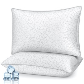 COZSINOOR Queen Size Cooling Bed Pillows - Premium Down Alternative Pillows Set of 2 for Side, Back, and Stomach Sleepers Hotel Quality Fluffy Soft Microfiber Fill Breathable Skin-Friendly