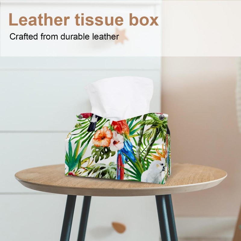 2 Pack Tissue Box Cover Holder, Horse Running Rectangle Leather