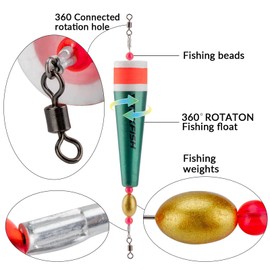 THKFISH Bobbers de Pesca flotadores de Pesca con Peso para Pesca, estallar Corcho, Aparejo Flotador, sonajero, Corcho, ponderado, Saltar, Aparejos de Pesca de Agua Salada, Verde, 3-4 Piezas