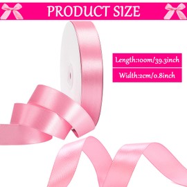 2 Roll 20mm Ribbon 100 Meter,Pink and Purple,Satin Ribbon Gift Ribbon Polyester Ribbon Pink Ribbon for Gift Wrapping Crafting Decoration Wedding Mothers Day Party