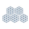 5pcs Table Mats Geometric Hex Shape Hollow Silicone Blue Insulation
