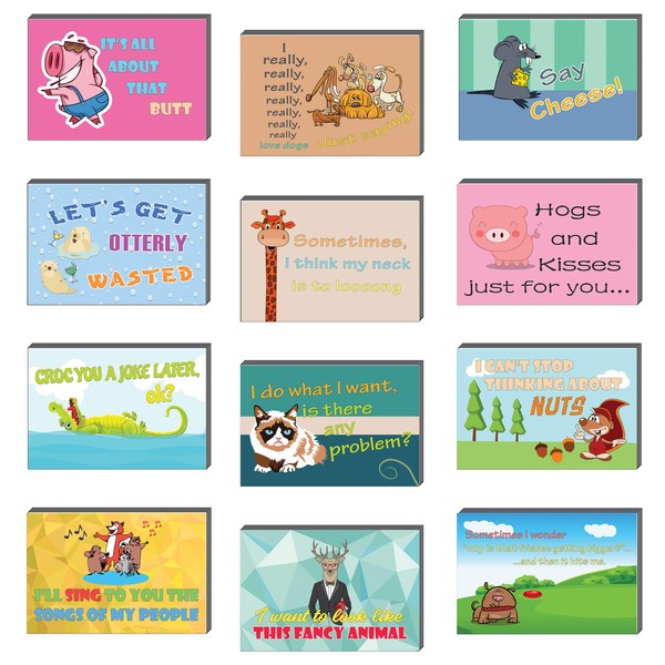 Comedic Animal Postcards (60-Pack) - Unique and Silly Note Card Bulks Assorted Pack – Cool Gifts for Adults, Men, Women, Employees – Great Greeting Cards Collection Set