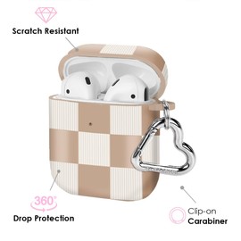 Velvet Caviar Compatible with AirPods Case 2nd and 1st Generation - Cute Protective Hard Cover for Women - Nude Checkered