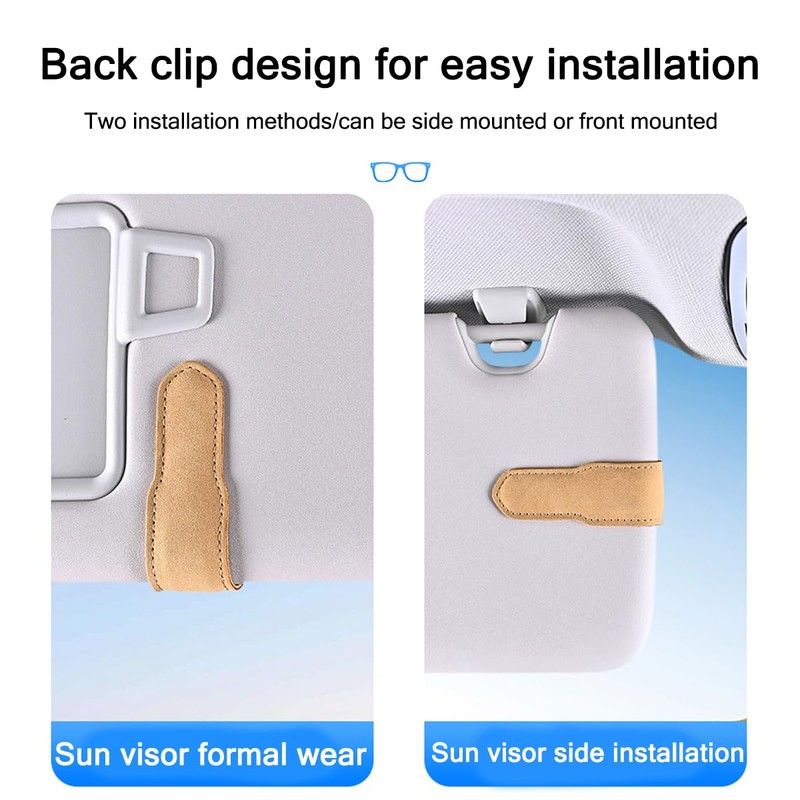 Sandfren Sunglasses Holder for Car Sun Visor, Magnetic Leather Visor