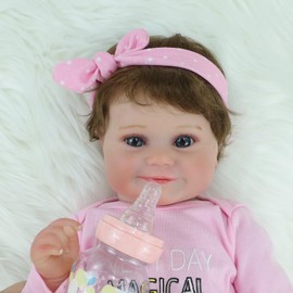 ZCNYCLAM Reborn Baby Girl Dolls, 18" Realistic Newborn Baby Dolls with Soft Vinyl Silicone Full Body for Girls, Lifelike Baby Dolls with Soft Headband for 3+ Aged Kids Women