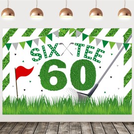 kreat4joy Golf 60th Birthday Party Decorations Men, 5 x 7 ft Six Tee Golf Party Backdrop Background Banner, Golf Themed Birthday Decor Men Woman 60 Years Old Birthday Party Decorations Outdoor Indoor