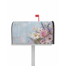 Futuregrace Mailbox Covers Magnetic Oversized 21x25.5In Outside Mailbox Decorations Pastoral Rose Lavender Wildflower Board Grain Magnetic Postbox Covers Wrap for Garden Yard Home