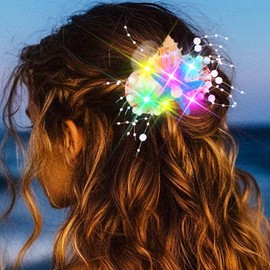 Evlry Leuchtende Seestern Haarspange LED Muschel Haarreif Leuchtend Meerjungfrauen Haarspangen Perlen Haarschmuck für Frauen