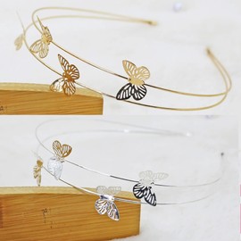 KHDULQ 2 Stücke Schmetterling Haarreifen Mädchen,Butterfly Haarspangen Gold+Silber Engel Haarreif Glitzer Haarreif Gold Mädchen Kinder Damen Glitzer Falter Kostüm,Für Frauen Party Mädchen Braut Brautj