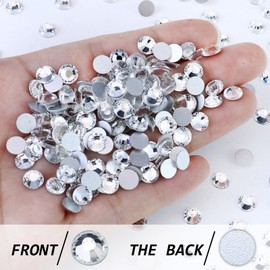 Briskbloom 1440PCS SS4 Flatback Rhinestones, Round Glass Crystal Gems for Nail Art and Craft Clothes, Glue Fix Crystal Clear/White Diamond Stones (1.5-1.7mm)