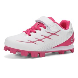 EQW - Tacos de béisbol para niños y niñas, cómodos, antideslizantes, duraderos, para niños pequeños a jóvenes, Fucsia/Blanco, 10 Little Kid