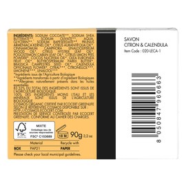 Écrin de Fleur – Organic Lemon & Calendula Soap, Handcrafted, Cold Processed, 1x90g