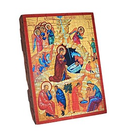 NKlaus Birth of Jesus Christ Christmas Christian wood icon 16x12,5 handmade 37032