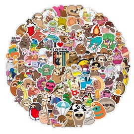 100pcs Sloth Stickers Pack, Cute Waterproof Vinyl Stickers Decals for Water Bottles Luggage Skateboard, Cartoon Sticker Gift for Kids Teens Adults