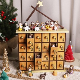 Juegoal Nativity Advent Calendar, Countdown to Christmas Advent Calendar with 24 Pieces Figures & 24 Drawers, Christian Religious Stocking Stuffers Presents Party Favors Gifts for All Ages Boys Girls