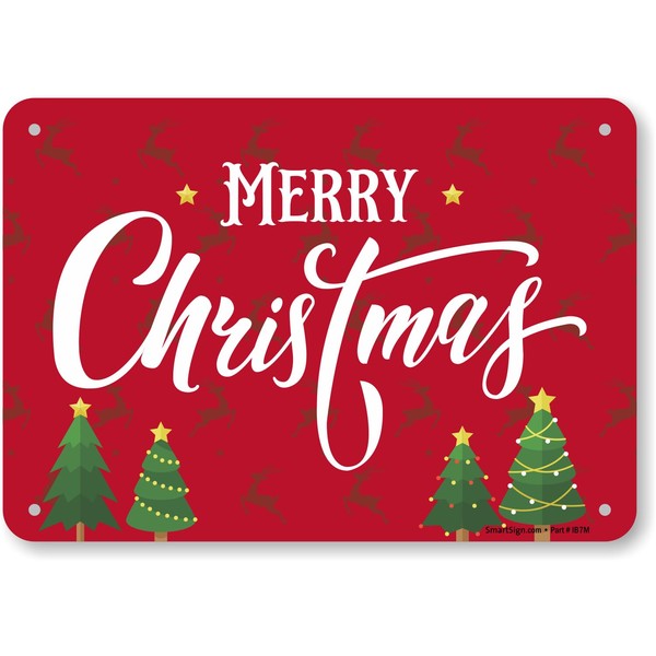 SmartSign 10 x 7 inch 'Merry Christmas' Metal Sign, 40