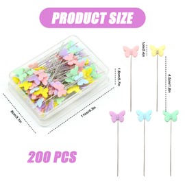 LEBKFT 200pcs Flat Flower Head Quilting Pins with Storage Box - Assorted Colors Decorative Dressmaker Pins for Sewing, Crafts & DIY Projects (A)